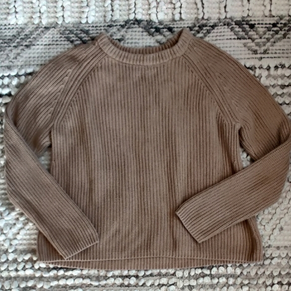 Quince 100% Organic Cotton Fisherman Crew Sweater In Camel Size Large - Picture 3 of 7